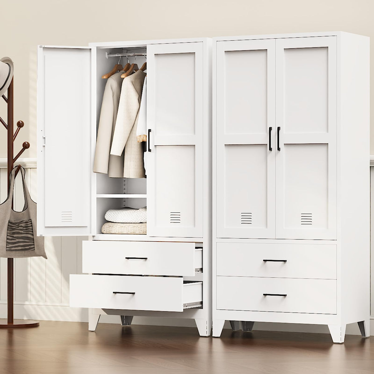 Metal Wardrobe with Drawers