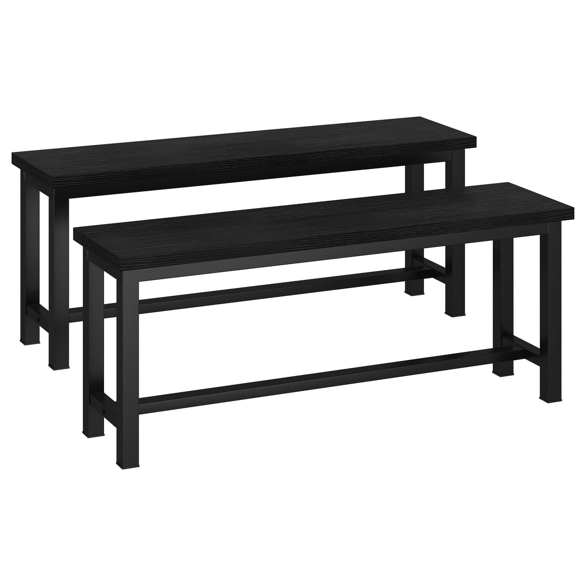 Rustic Black Dining Benches, Set of 2