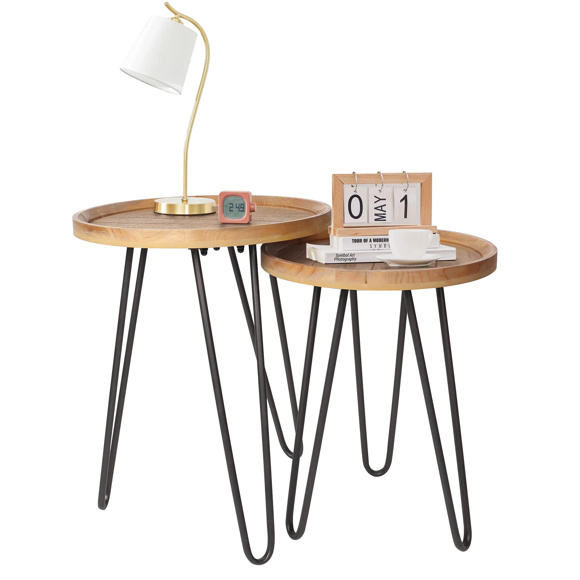 Round Nesting Side Tables Set of 2