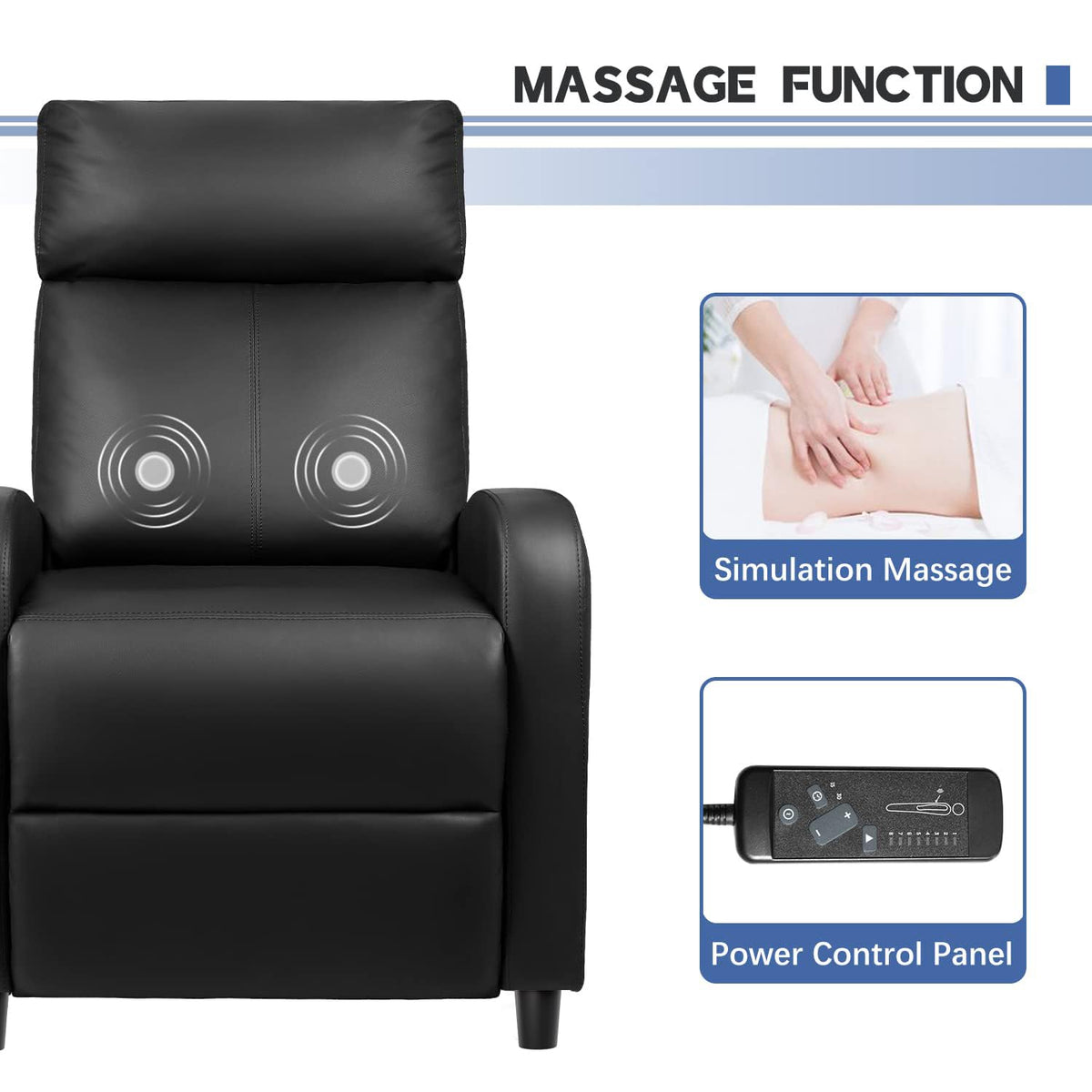Furniwell Massage Recliner Chair for Living Room PU Leather Reclining Chair