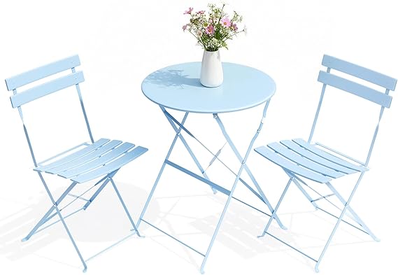 3-Piece Folding Bistro Set, Outdoor Patio Table & Chairs
