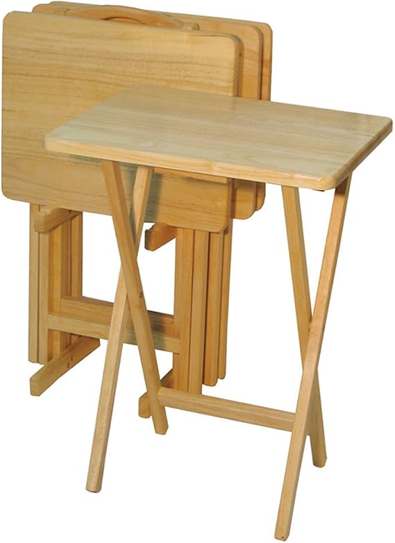 White Wood TV Tray Set