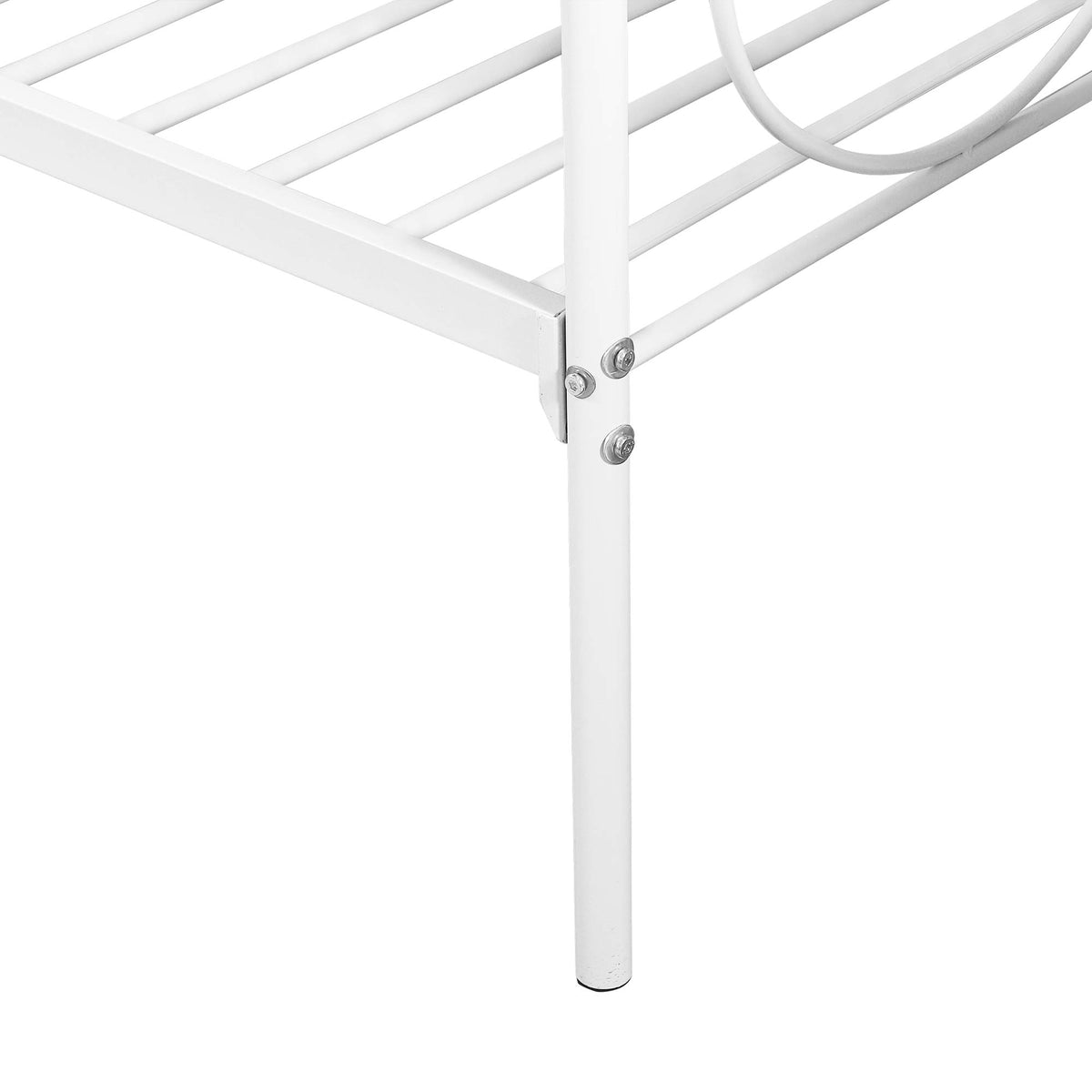 Furinno Angeland Metal Twin Daybed, Heavy Duty Metal Bed Frame, Sofa Bed, with Slats Support Platform, for Bedroom, Living Room, Dorm, Twin, White