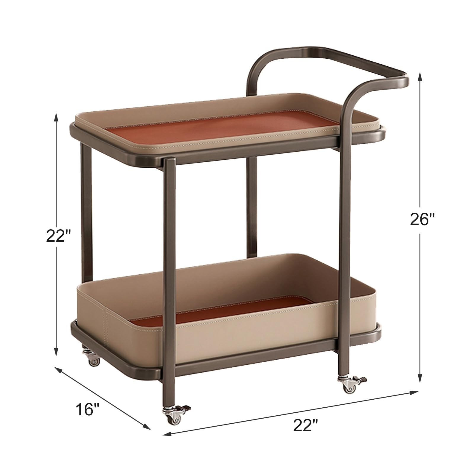 Yclty Rolling End Table, Side Table with Wheels, Modern Serving Cart Snack Table for Living Room, Small Coffee Table(Orange)