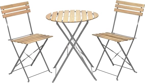 3-Piece Bistro Set – Folding Table & 2 Chairs