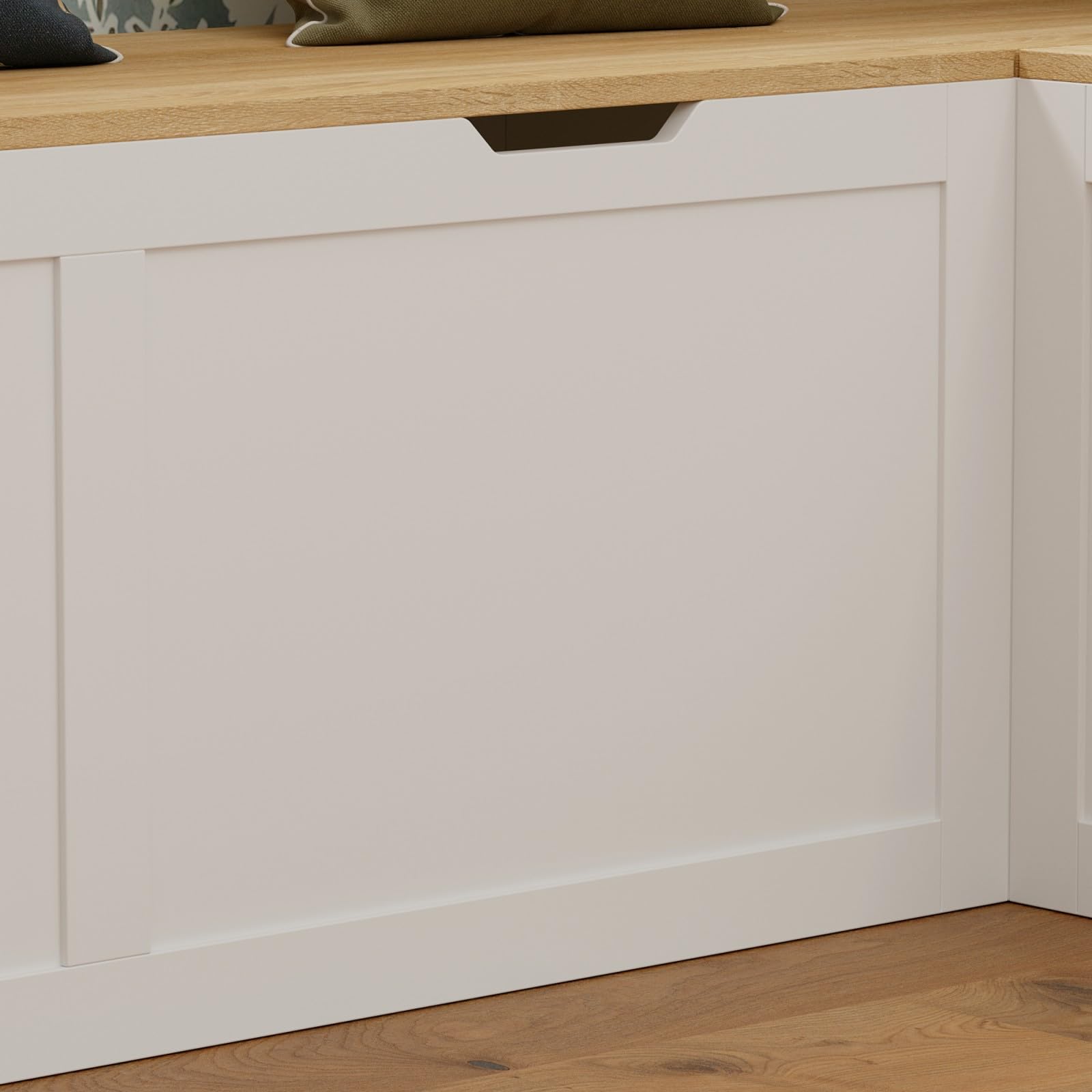 TAMUNE L Shaped Breakfast Nook Bench with Hidden Storage, 63 Inch Corner Dining Bench for Small Kitchen, Breakfast Nook Set for Dining Room, Entryway, Oak 63”L x 63”W x 17.7”H