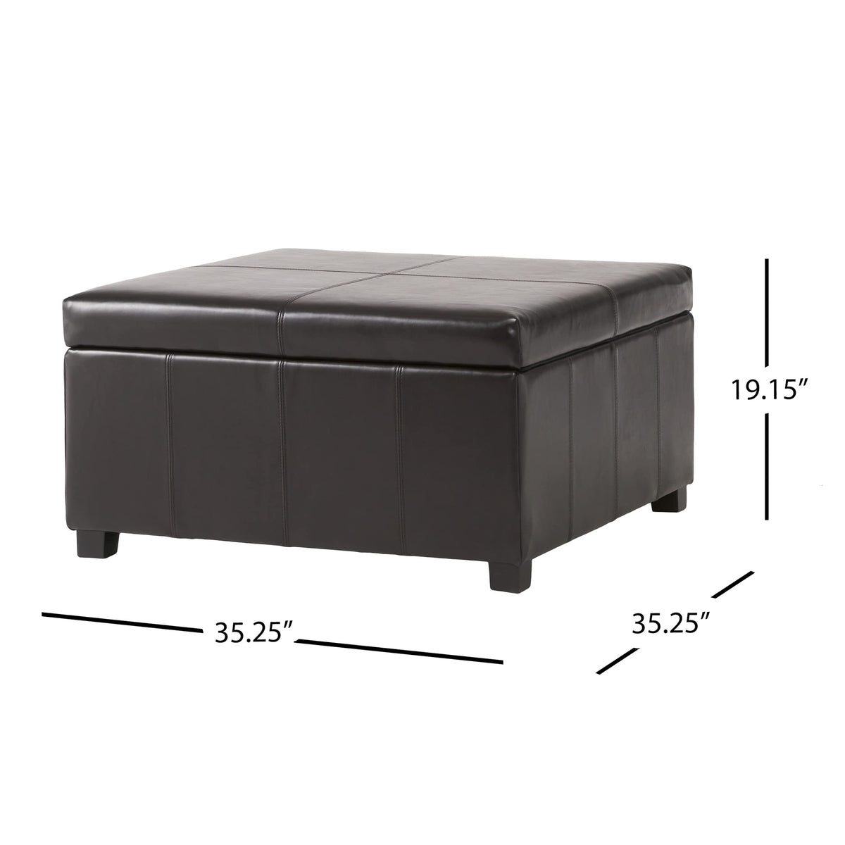 Square Leather Storage Ottoman