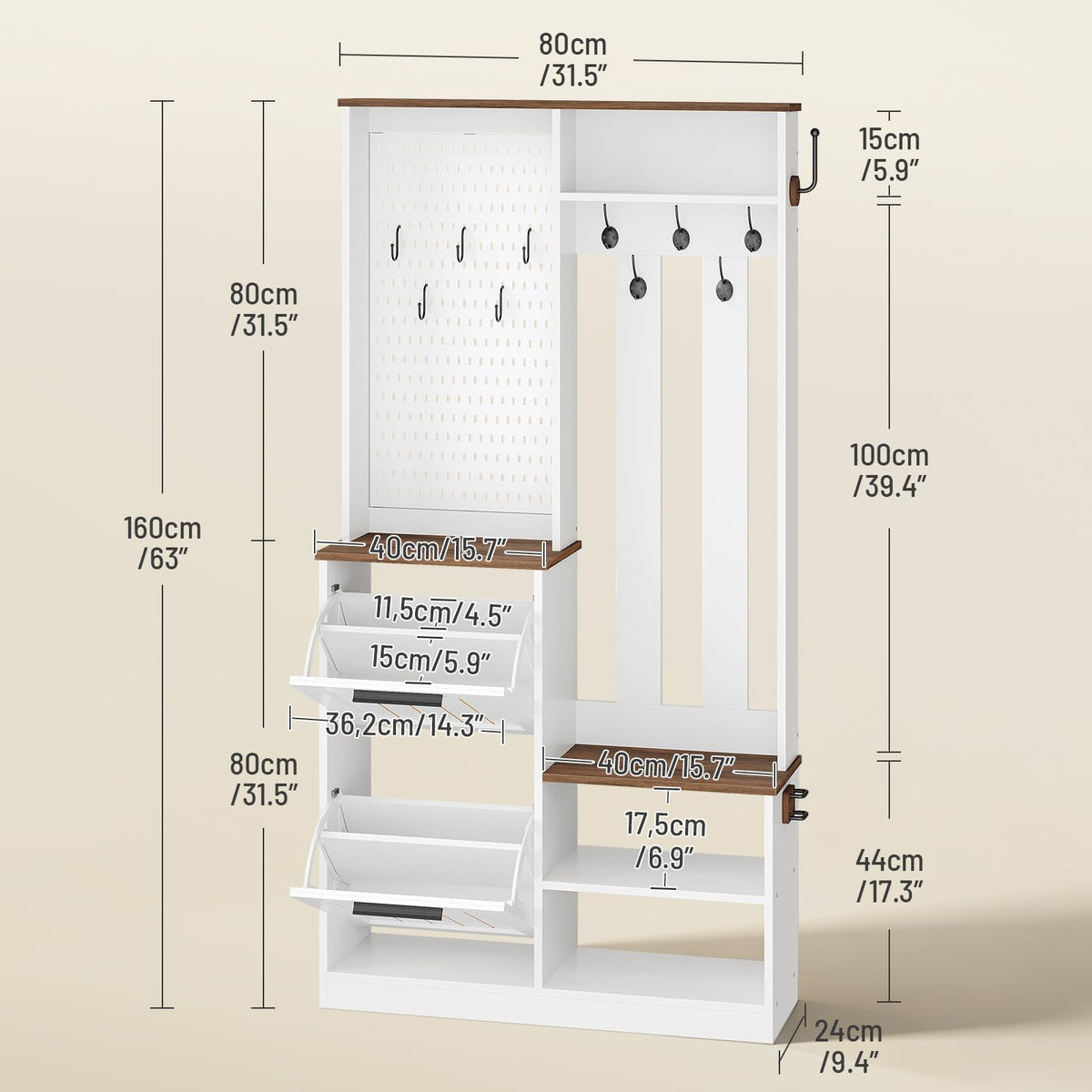 Hall Tree with Shoe Storage