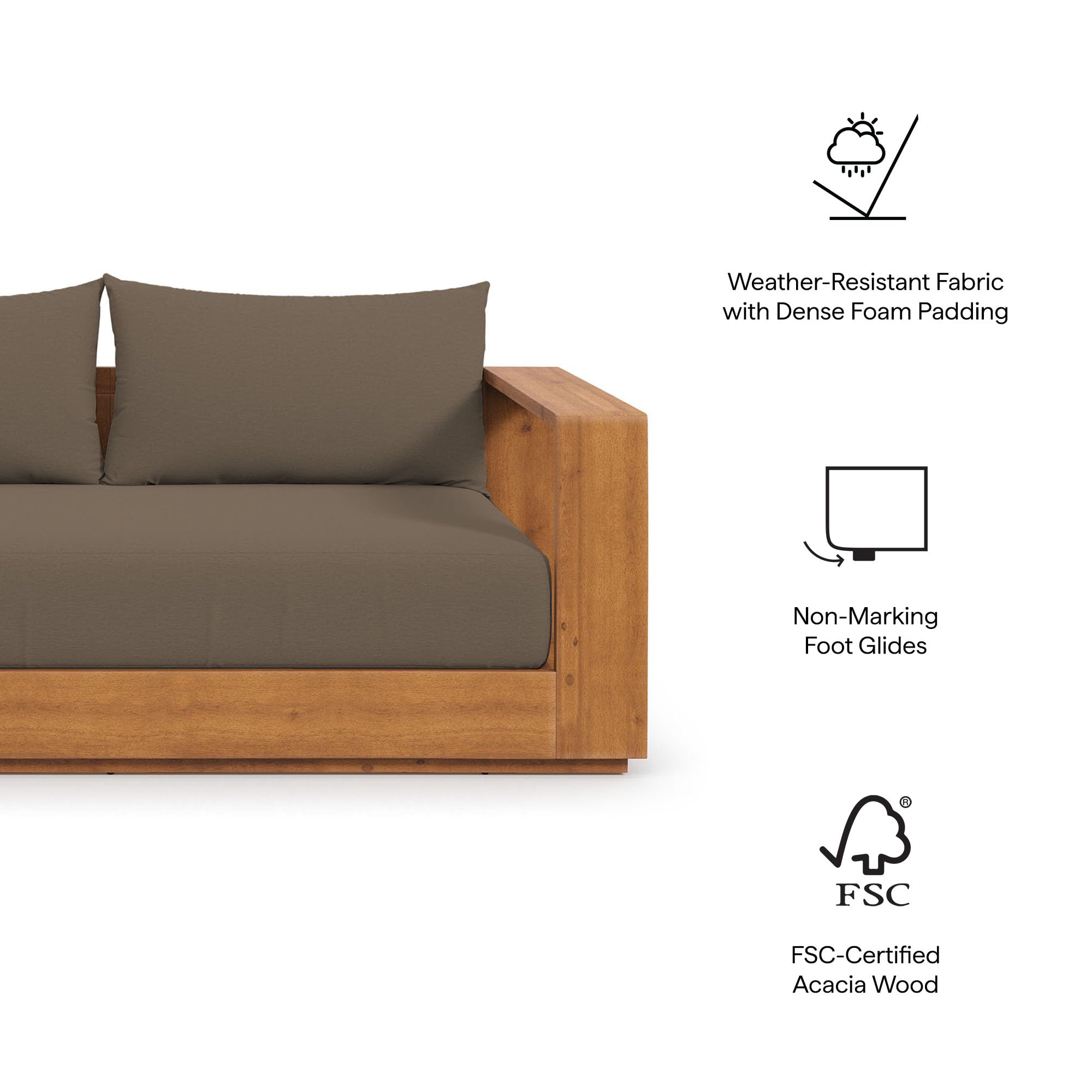Acacia Wood Outdoor Patio Loveseat