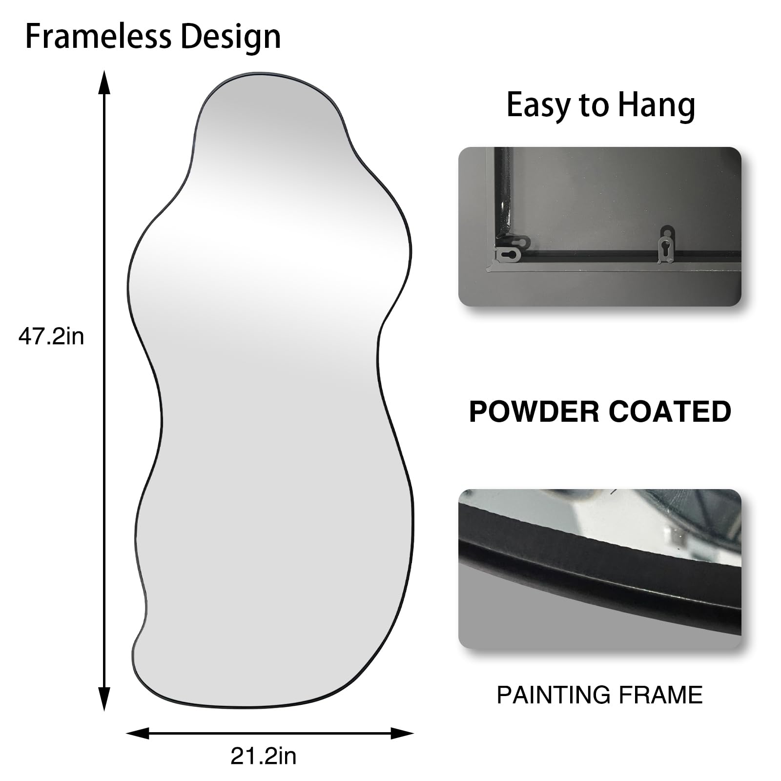 Irregular Frameless Wall Mirror 47.25" x 21.6"