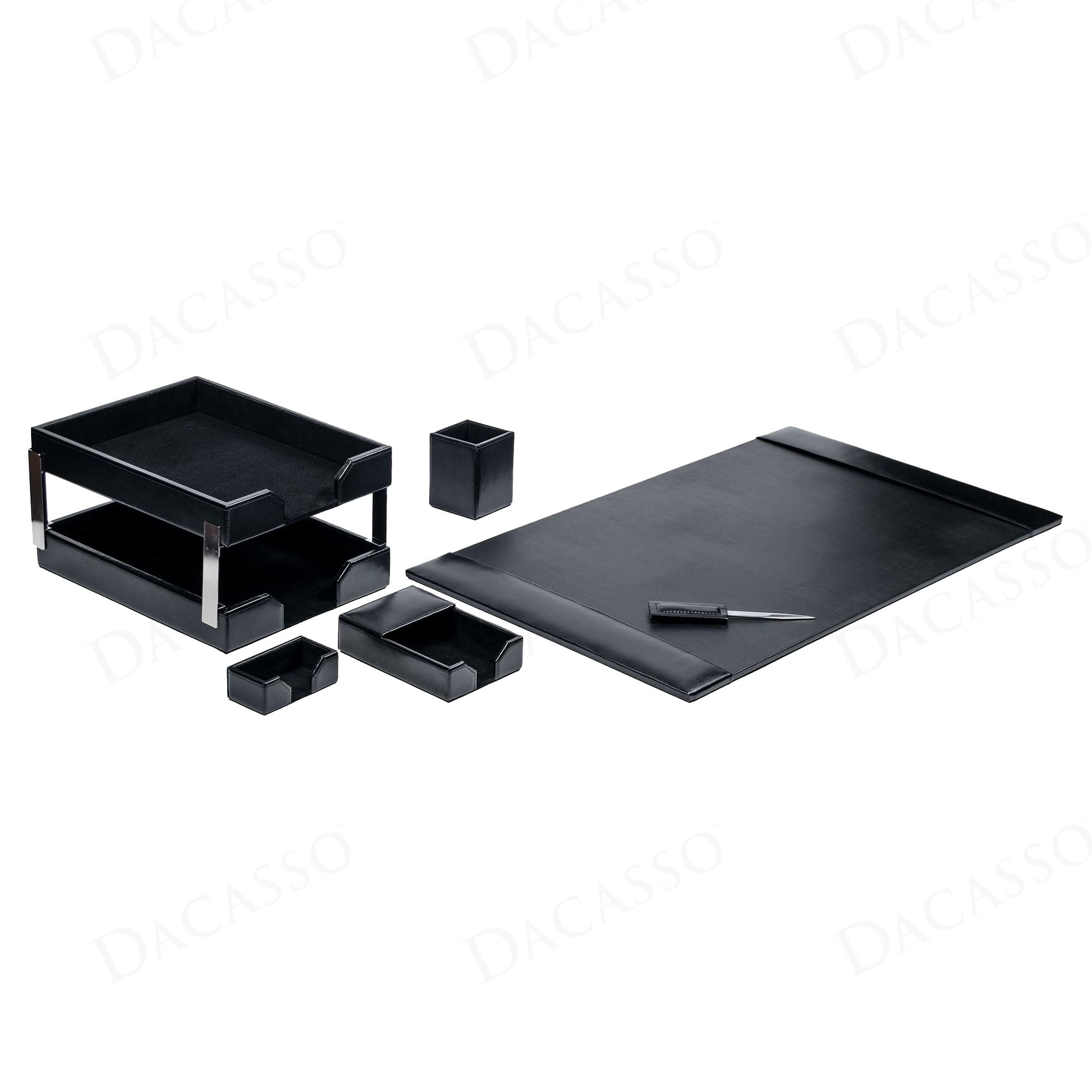 Black Bonded Leather 8-Piece Desk Set