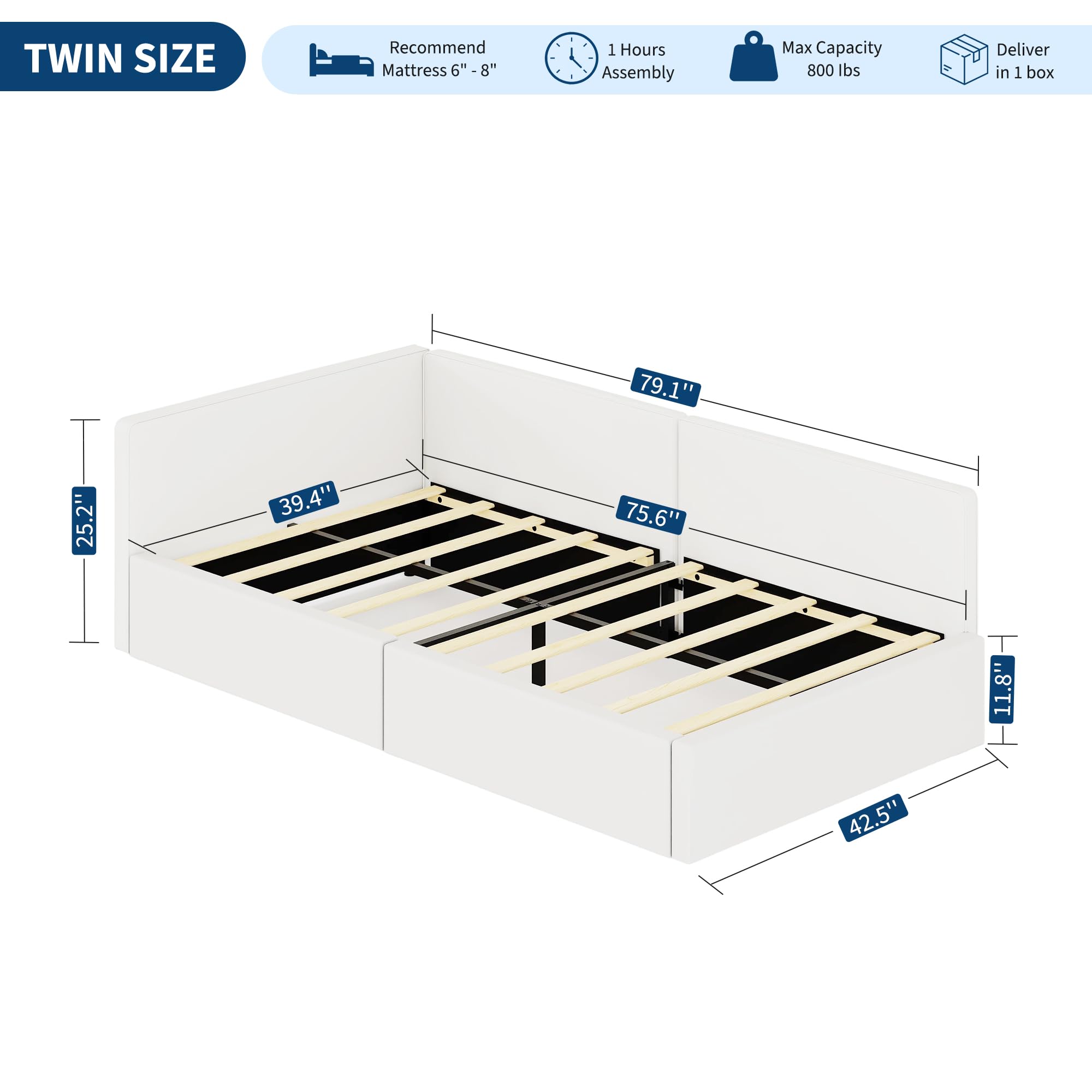 Twin Daybed with Headboard & Guardrails