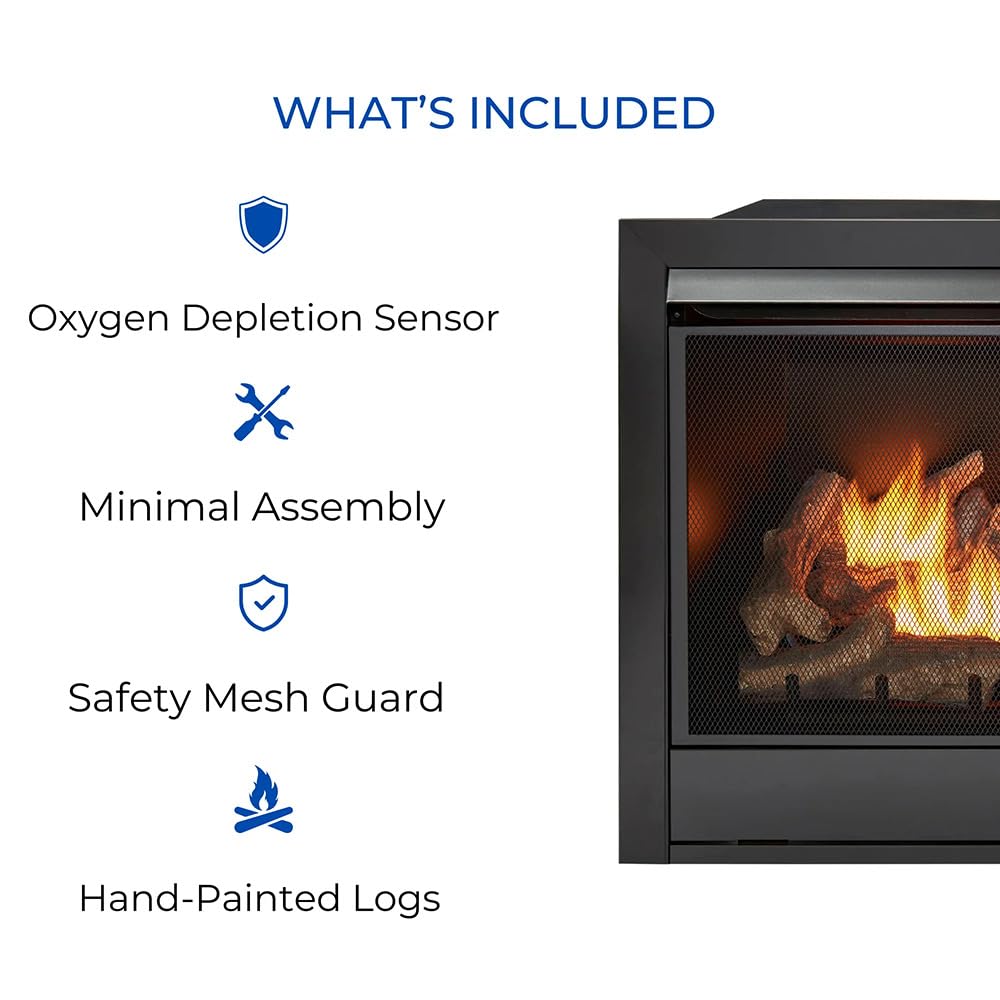 32" Ventless Dual Fuel Gas Fireplace Insert with Remote Control