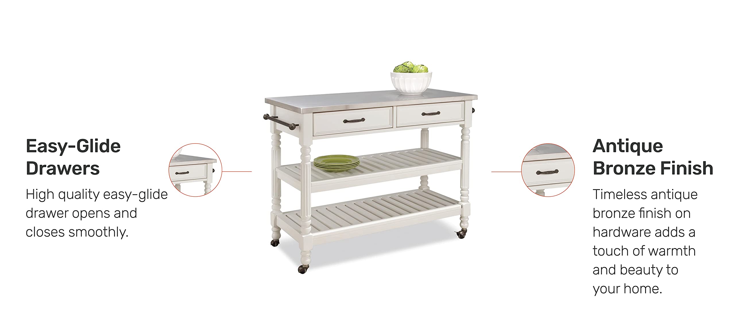 Homestyles General Line Off-White Mobile Kitchen Cart