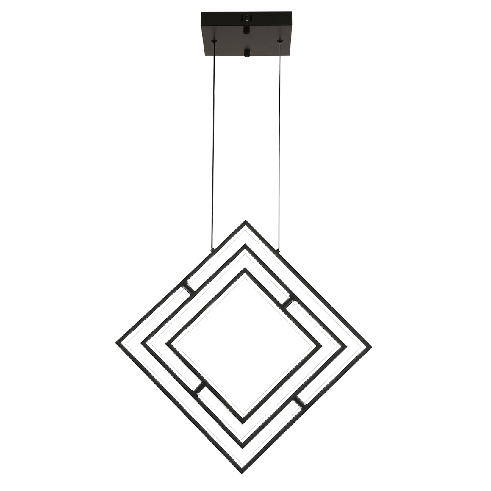 Fang Yan Mei Modern LED Black Square Chandelier Geometric Chandeliers LED Dimmable Hanging Pendant Light Contemporary Creative DIY Height Adjustable Lighting for Entryway Dining Room 3000-6000k