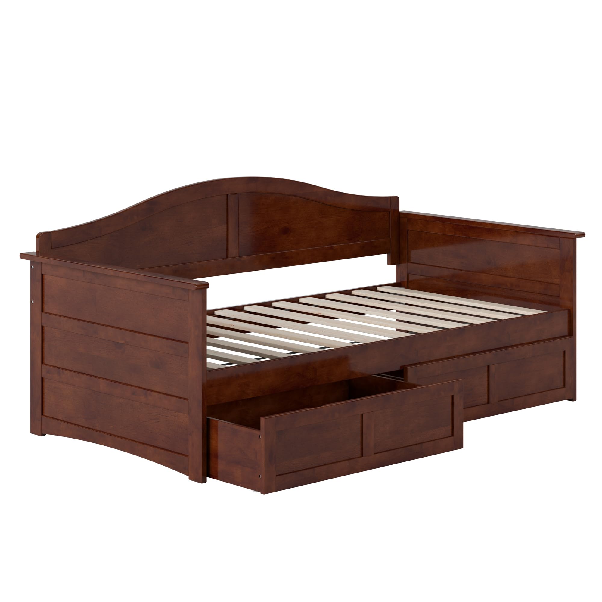 AFI, Acadia Twin Size Wood Daybed Frame with 2 Storage Drawers, Walnut (Brown)