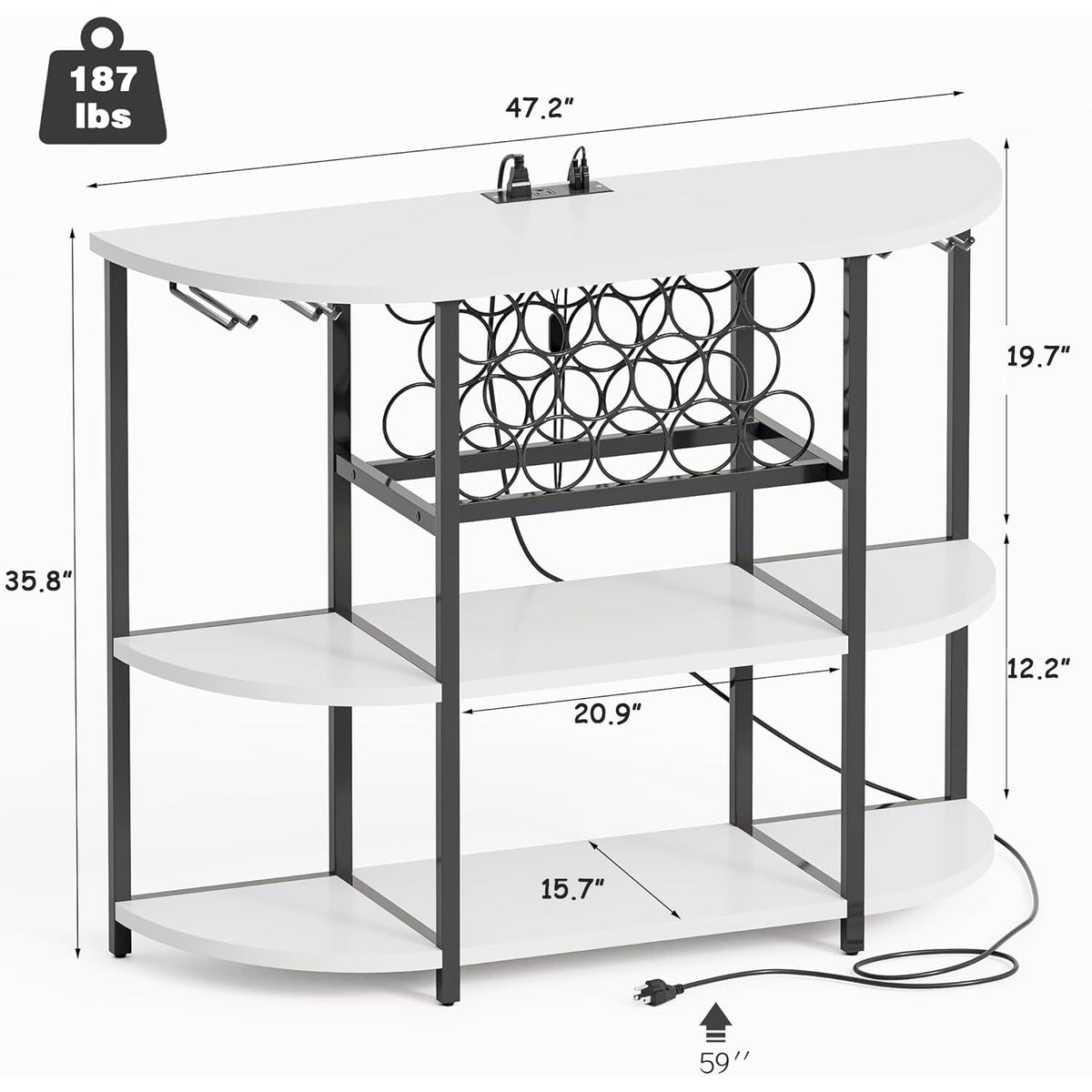 White LED Wine Bar Cabinet