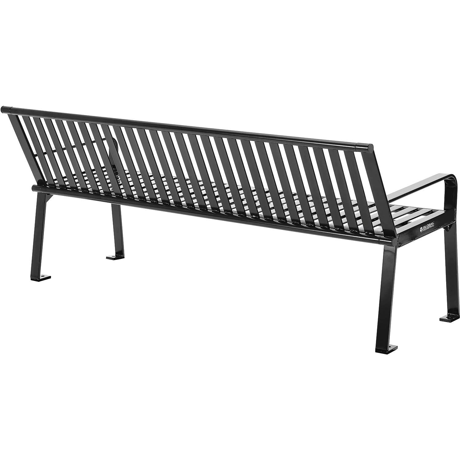6 ft Heavy-Duty Steel Park Bench with Back – Black Powder Coat