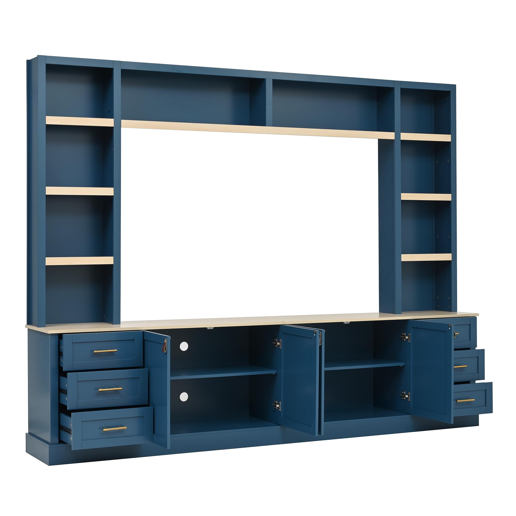 102.3" Farmhouse Entertainment Center with 6 Drawers