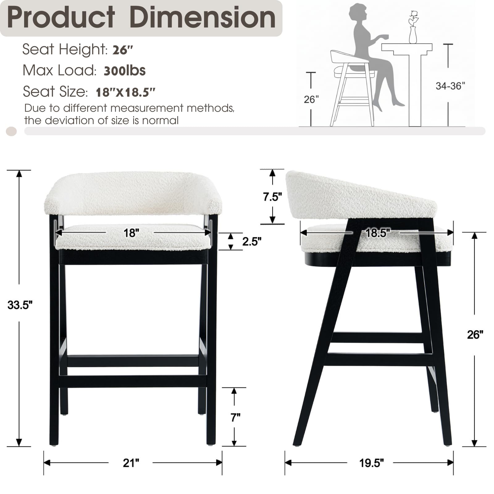 Counter Height Bar Stools with Barrel Back