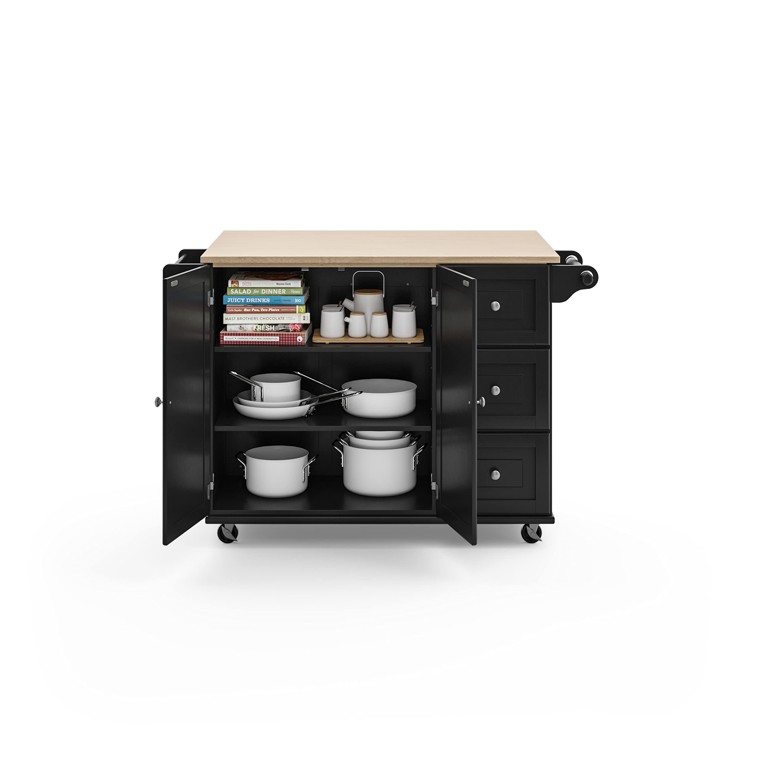 Mobile Kitchen Island Cart with Drop Leaf
