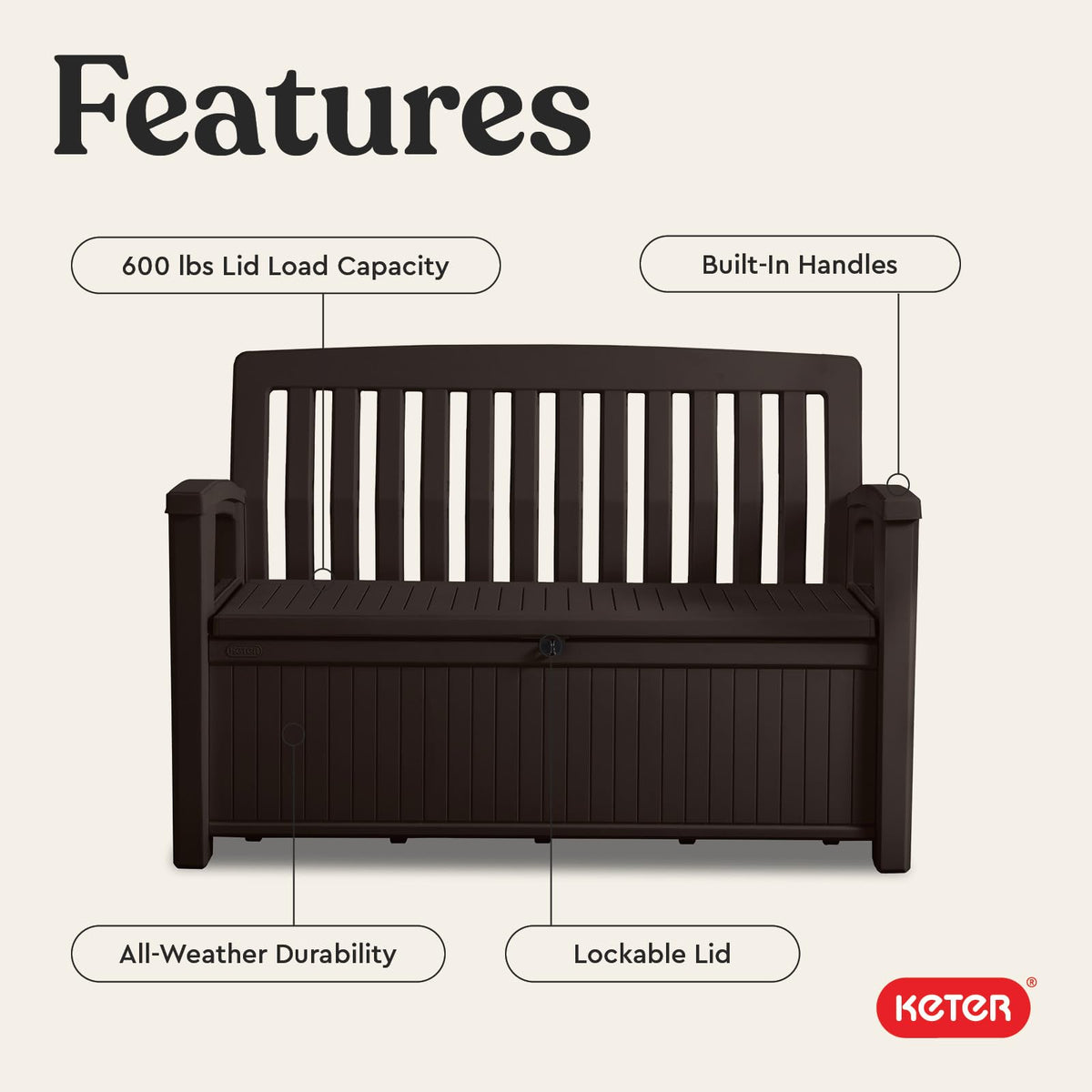 60-Gallon Outdoor Storage Bench