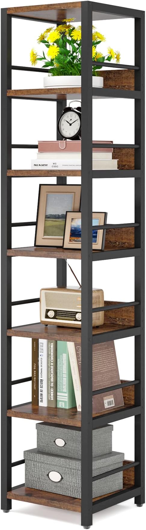 6-Tier Narrow Corner Bookshelf