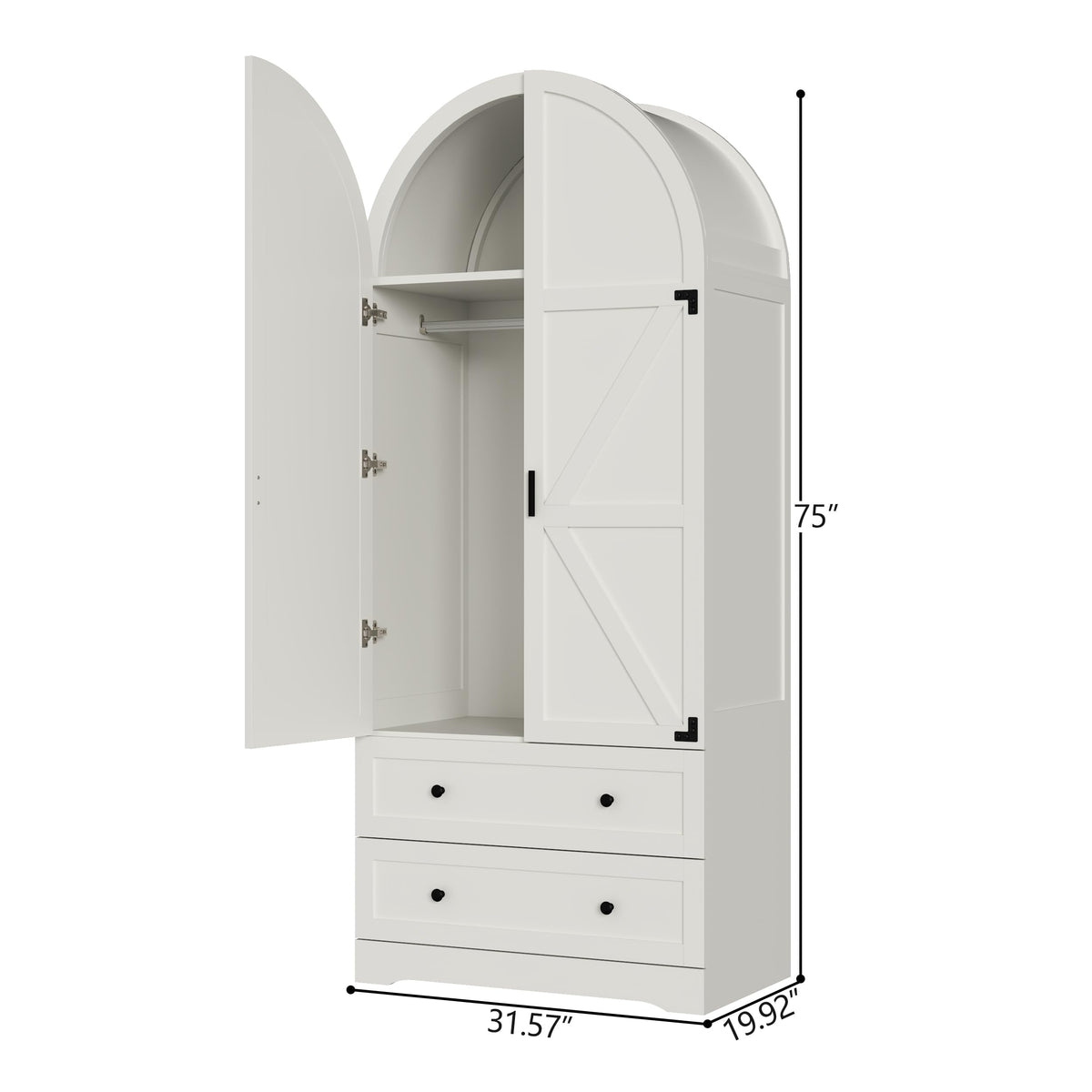 White Wardrobe with Drawers