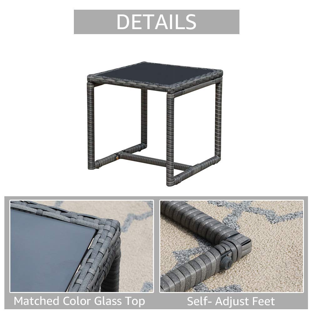 Patiorama 3 Piece Patio Furniture Set, Wicker Conversation Set-Dark Grey