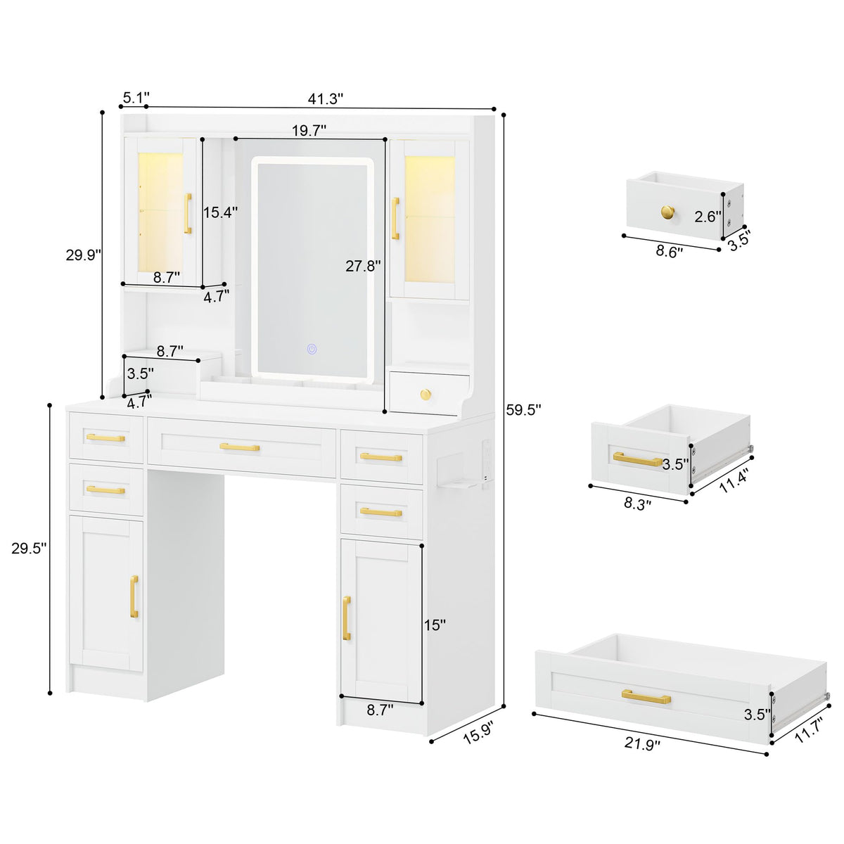 Vanity Desk with LED Mirror