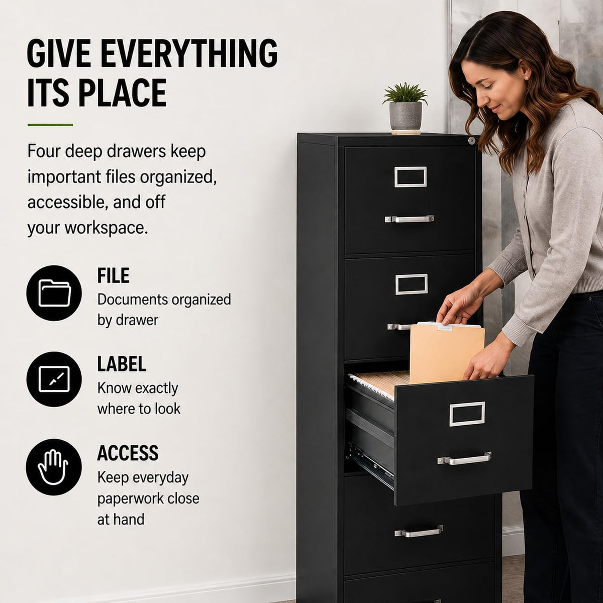 4-Drawer Locking Metal File Cabinet