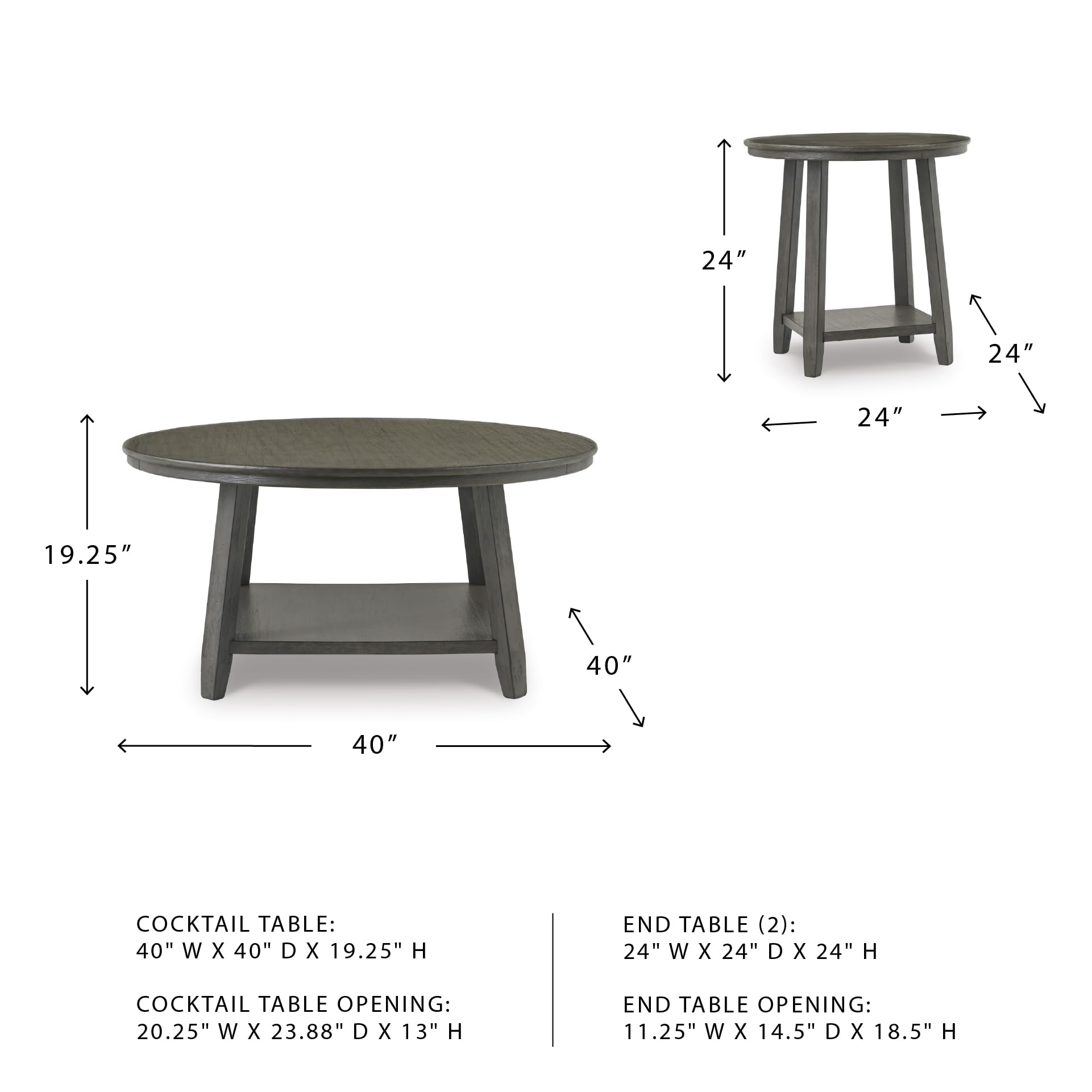 Signature Design by Ashley Caitbrook Neutral 3 Piece Table Set with Coffee & 2 End Tables, Grayish Brown