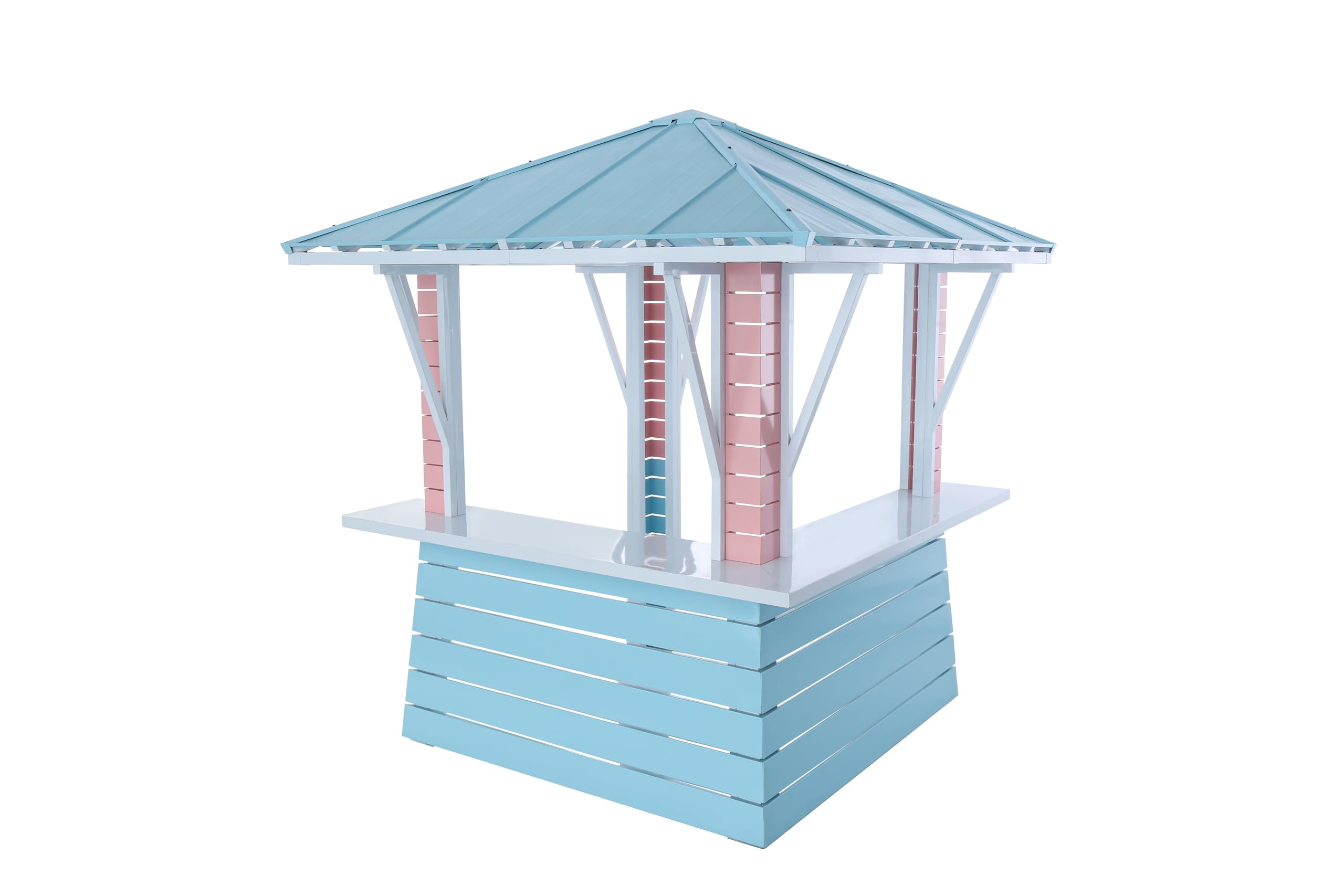 Modern Shade Hardtop Gazebo 8' x 8', Grill Gazebo with USB Charging Socket and Hooks, Outdoor Gazebo with 2 Open Sides, Coastal-Inspired Roof, Galvanized Steel Outdoor Bar for Swimming Pool, Backyard