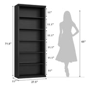 Rresyet Bookcase and Bookshelves, 28" W Tall Bookshelf with Elegant Design, 6 Tiers Spacious Book Storage, Freestanding Book Organizer, Display Library Shelf for Home Office, Living Room & Study Room