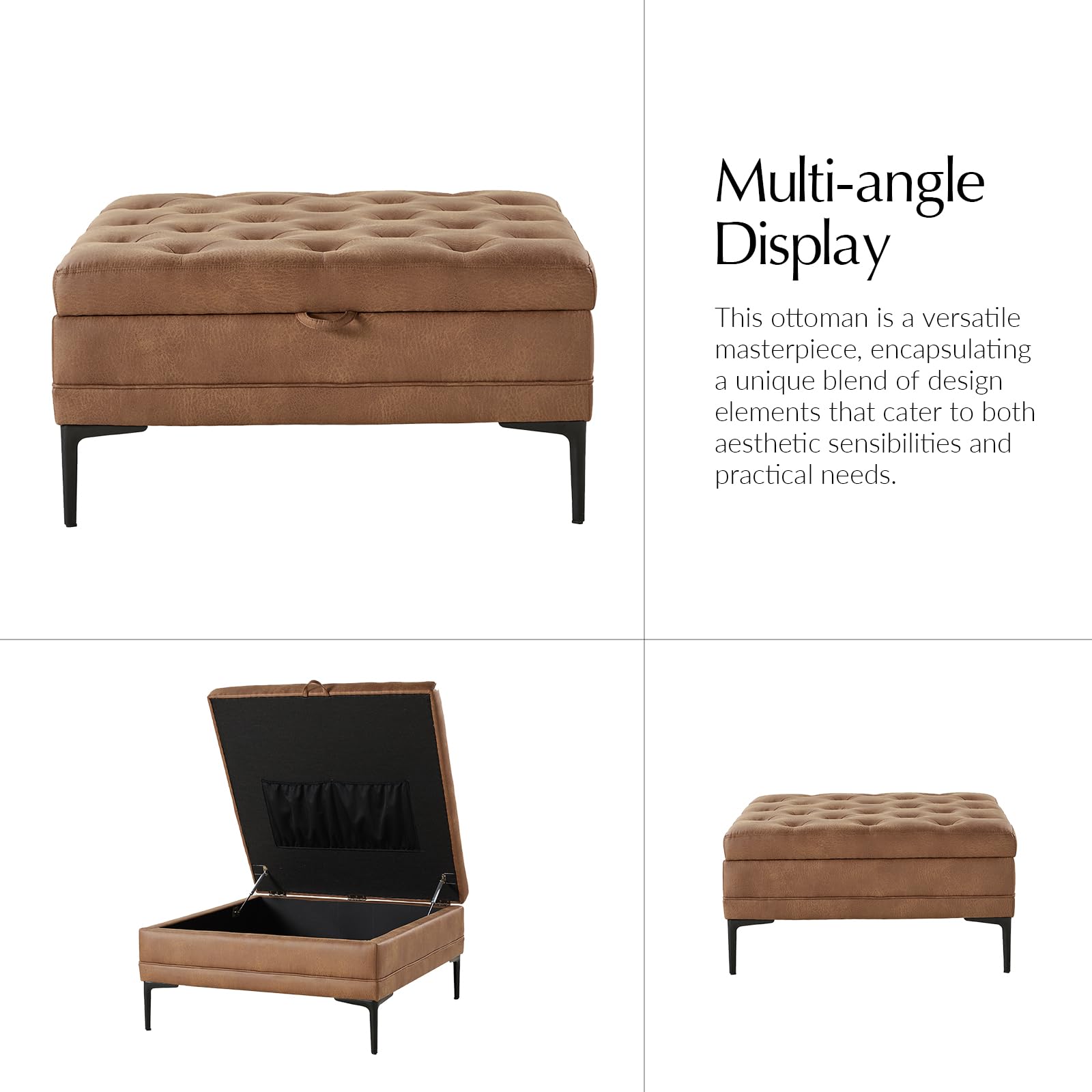 Square Storage Ottoman Coffee Table with Lift Top