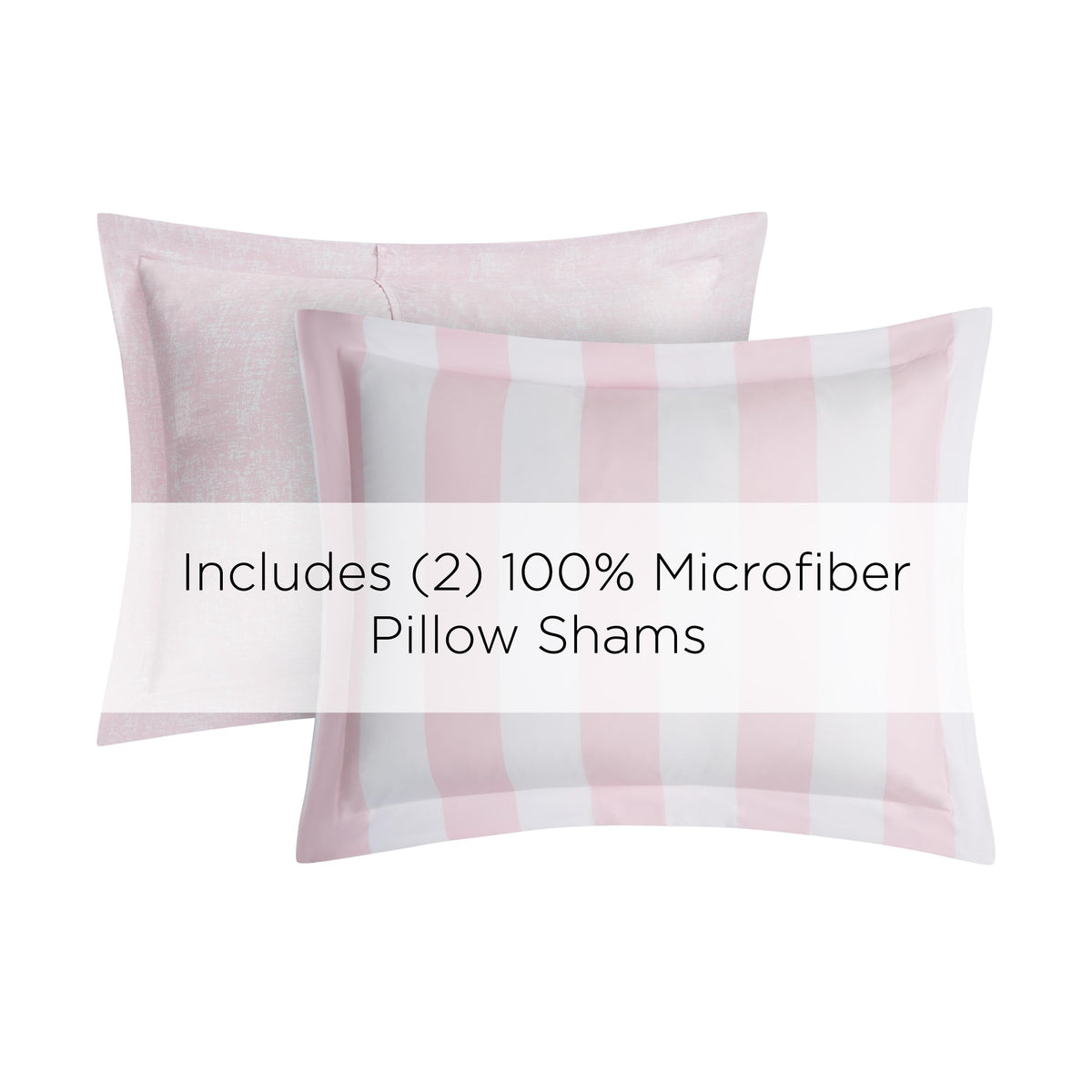 Pink Striped Reversible Comforter Set