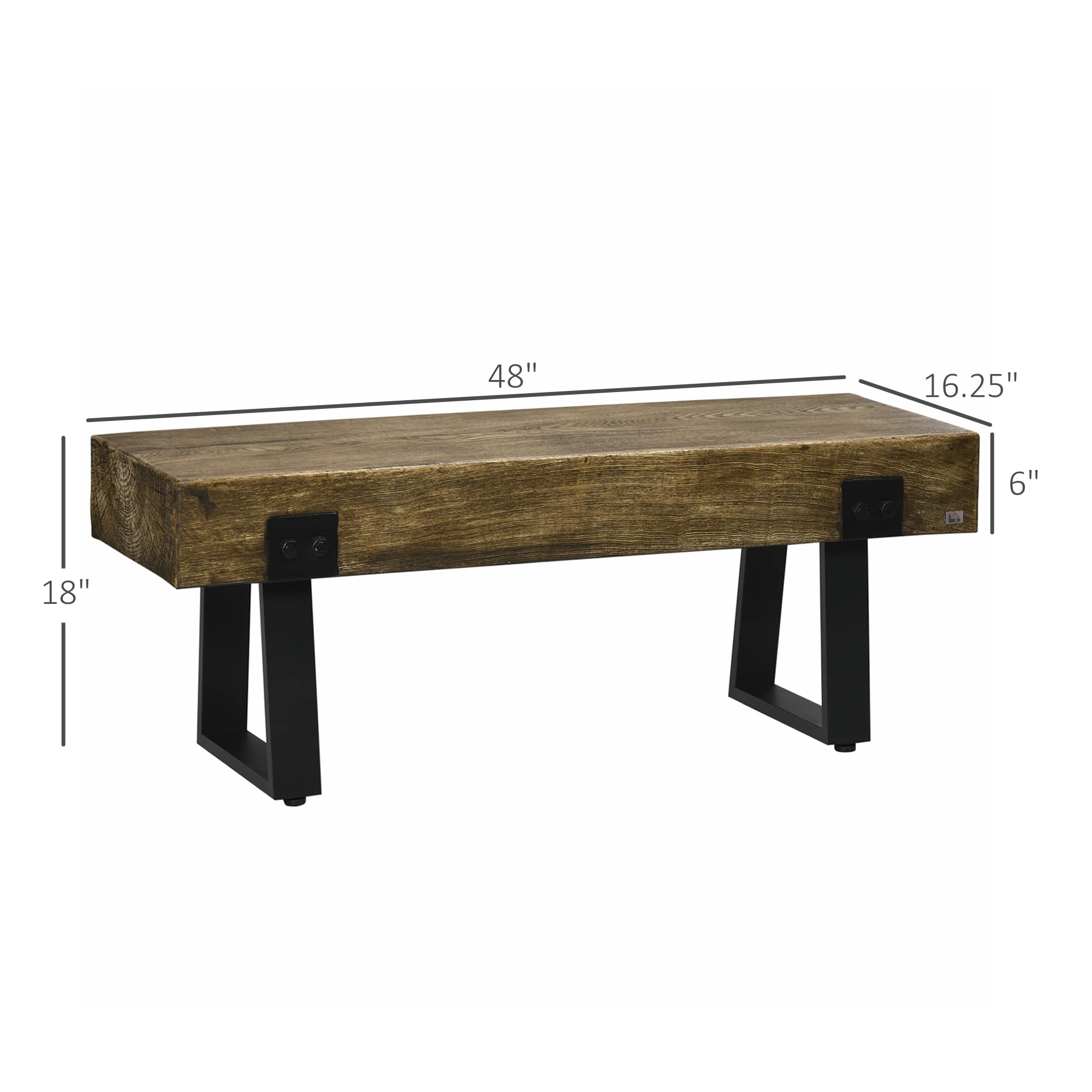 Rustic Concrete Outdoor Bench with Metal Legs