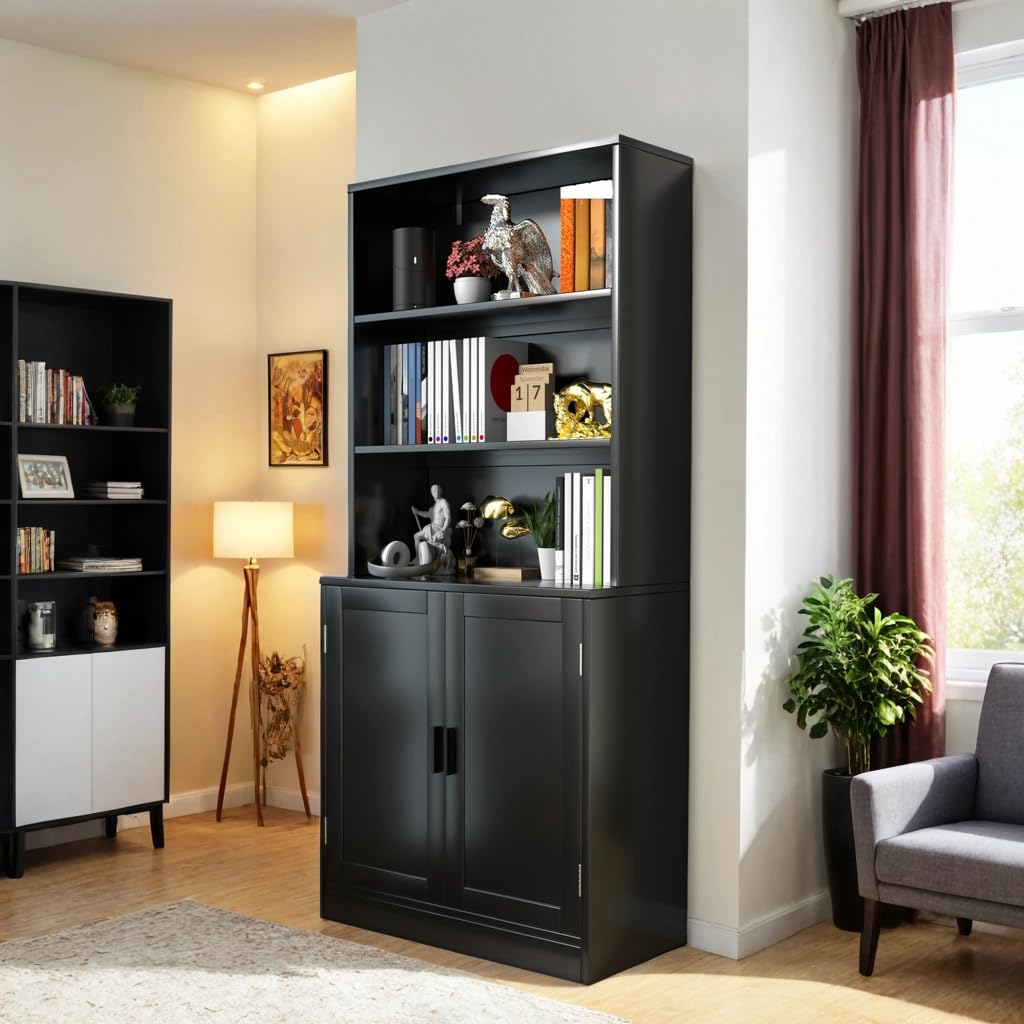 5-Tier Bookcase with Doors