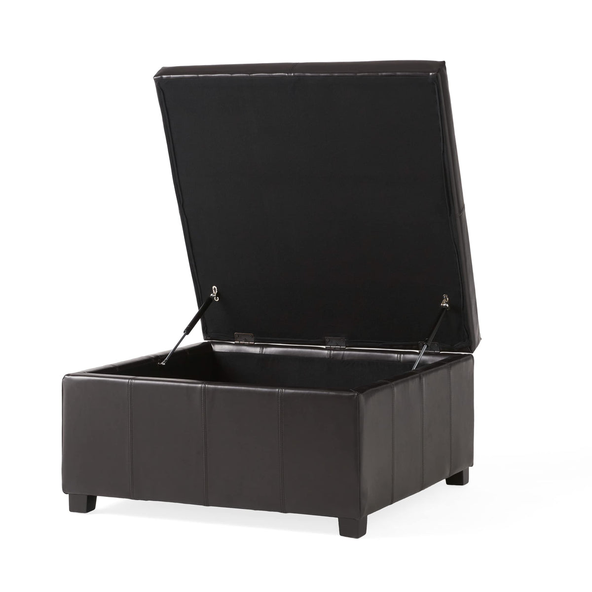 Square Leather Storage Ottoman