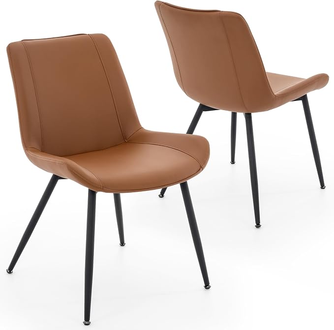 Pearl White Faux Leather Dining Chairs, Set of 2