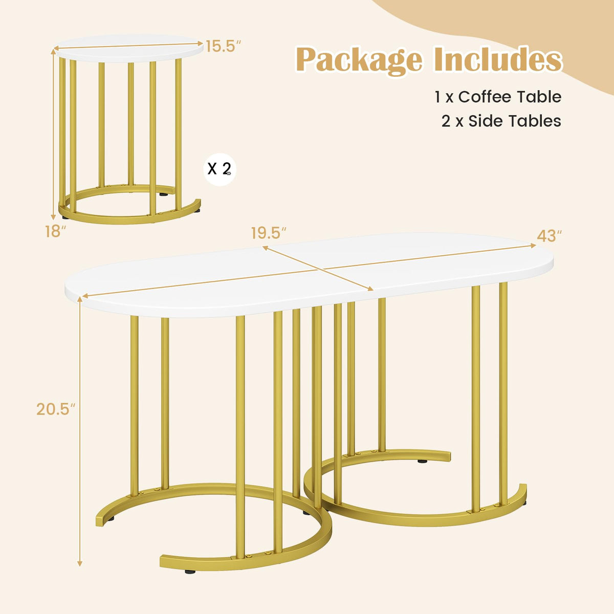 Nesting Coffee Table Set of 3