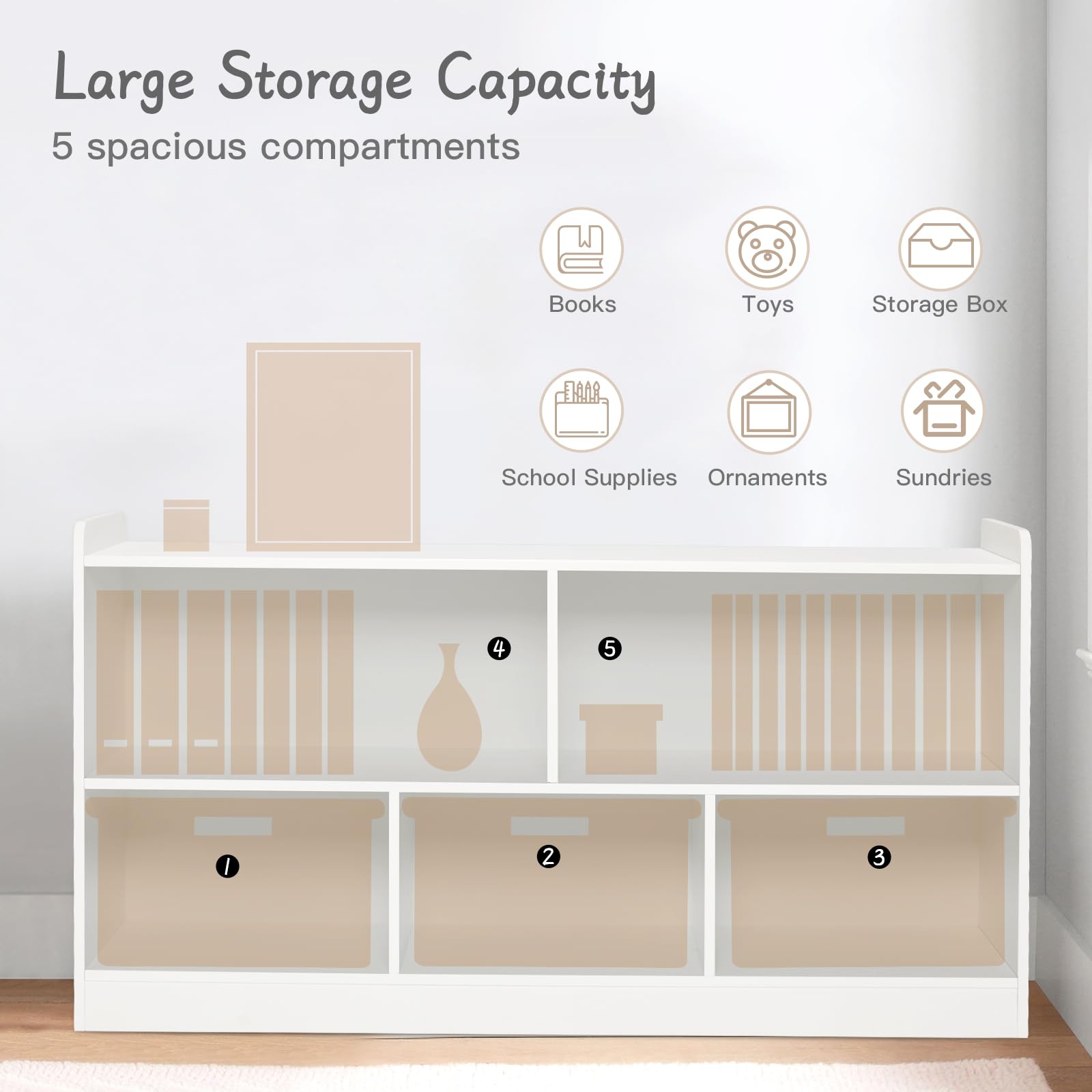 Kids Montessori Bookshelf & Toy Storage Organizer