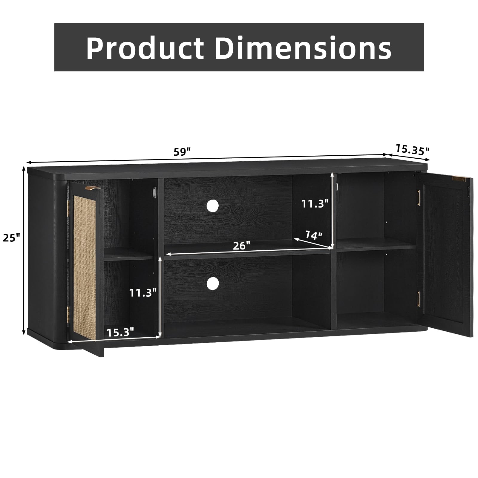 Rattan TV Stand with Storage