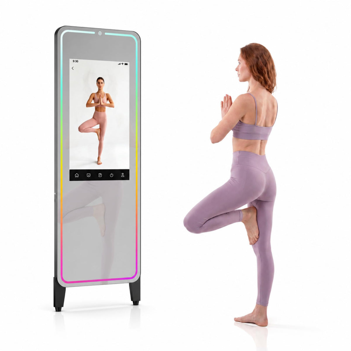Smart Gym Mirror with 32 Inch FHD Touchscreen, Full-Length Fitness Mirror