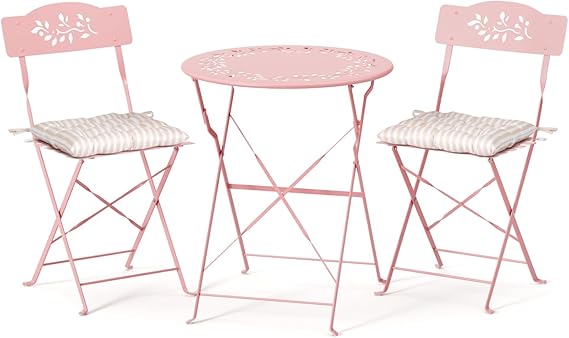 Outdoor Folding Bistro Set with Cushions – 3 Piece