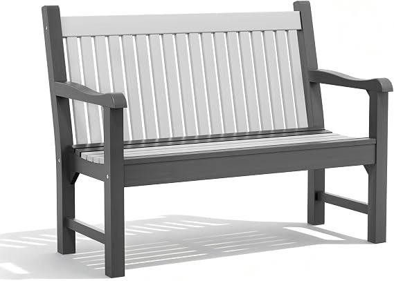 2-Person Outdoor Patio Bench, 700 lbs Capacity, Weatherproof Poly Lumber