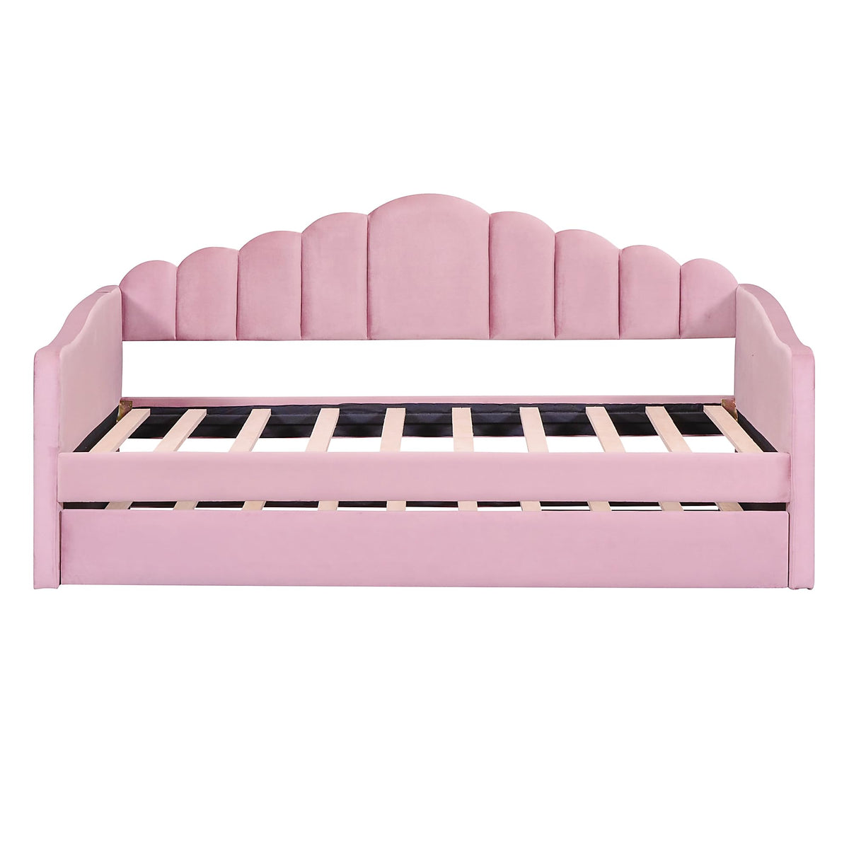 Merax Twin Daybed with Trundle, Upholstered Velvet Sofa Bed with Storage