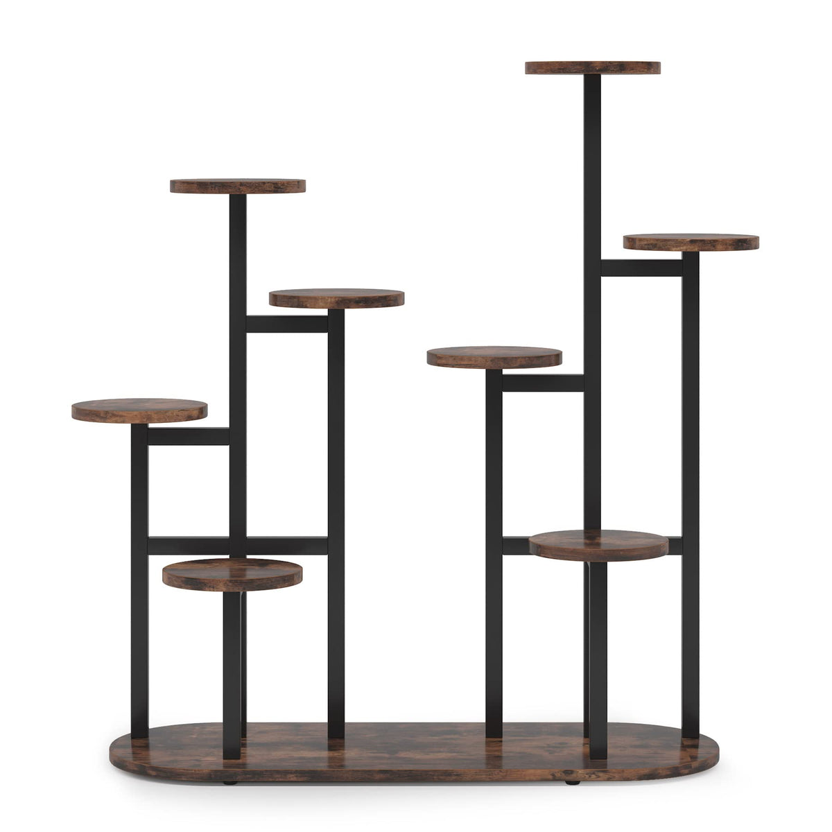 LITTLE TREE Multi-Tiered 11 Potted Plant Stand Indoor Tall Plant Shelf Flower Stands Plant Rack for Garden Balcony Living Room, Rustic Brown