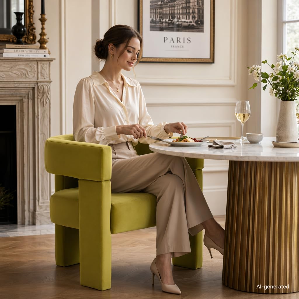 Olive Green Velvet Accent Chair