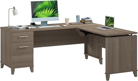 L-Shaped Sit to Stand Desk with Drawers – 72W